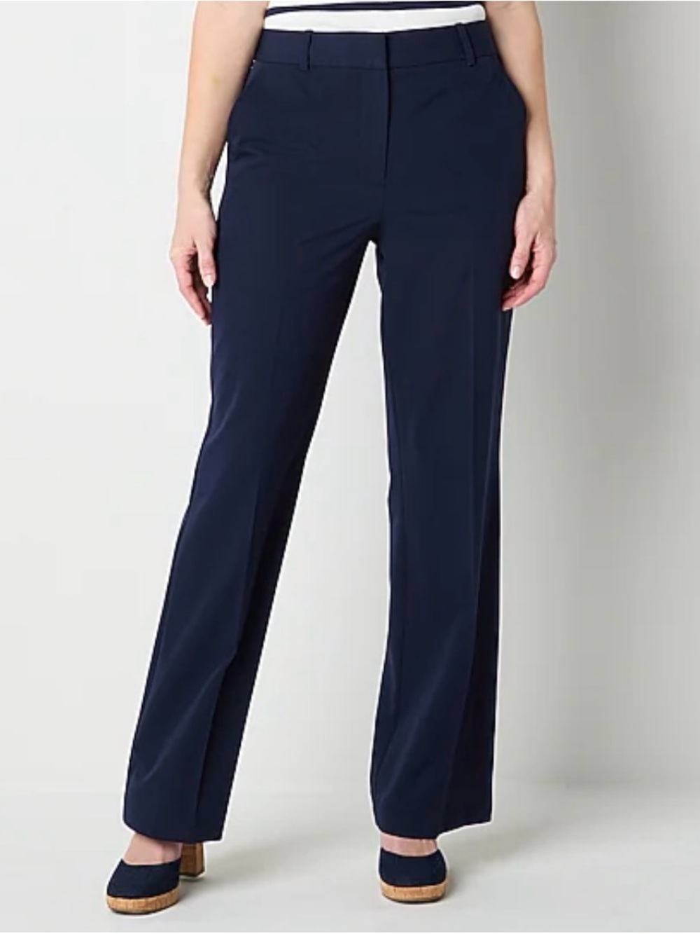 Navy Straight-Leg Women's Dress Pants